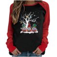 thumbnail image 1 of RKSTN Chandail pour Femmes de Noël à Col Rond, Chandail Imprimé du Père Noël, Manches Longues, Blouse Régulière à Empiècements, 1 of 5