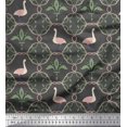 thumbnail image 1 of Soimoi Gray Velvet Fabric Swan & Moroccan Damask Print Fabric by Yard 58 Inch Wide, 1 of 5