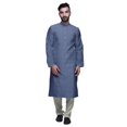 thumbnail image 1 of Atasi Button Placket Satin Slub Printed Mens Kurta With Churidar Kurta, 1 of 1