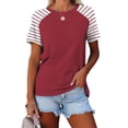 thumbnail image 2 of Timegard Hauts pour Femmes à Rayures Manches Courtes Col Rond Confortable Décontracté Ample Haut Blouse T-Shirts Basiques, 2 of 3