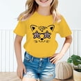thumbnail image 2 of LUOGENLI T-Shirt pour Filles Enfant Filles Mignon Graphique Col Rond Manche Courte Tee Été Décontracté T-Shirt Chandails pour Filles Tendance Été Midi Jaune 3-4 Ans, 2 of 5