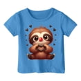 thumbnail image 4 of T-shirts Filles Enfants Imprimé Animaux Mignons Sports Décontracté Col Rond Manches Courtes Hauts Filles Bleu Ciel 7-8 Ans, 4 of 4