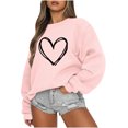 thumbnail image 1 of Rbaofujie Chandails pour Femmes Mode d'Automne Chandail Décontracté pour Femmes à Manches Longues Col Rond Imprimé Chandail pour Dames Hauts Blouse Rose Chandail à Capuchon pour Filles, 1 of 2