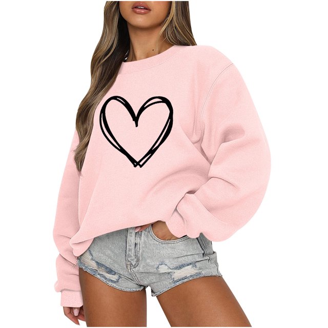 Rbaofujie Chandails pour Femmes Mode d'Automne Chandail Décontracté pour Femmes à Manches Longues Col Rond Imprimé Chandail pour Dames Hauts Blouse Rose Chandail à Capuchon pour Filles