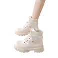 thumbnail image 4 of Womens Winter Boots Ankle Boots Printed Round Toe Lace-Up Front Low Heel Ankle Boots, 4 of 7