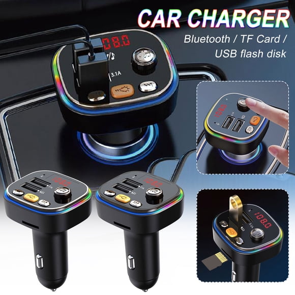 Sentmoon Émetteur FM Bluetooth Adaptateur pour Voiture QC3.0 Chargeur USB Rapide Kit Mains Libres Sans Fil avec Récepteur Audio pour Téléphone Musique Appels Usage Routier