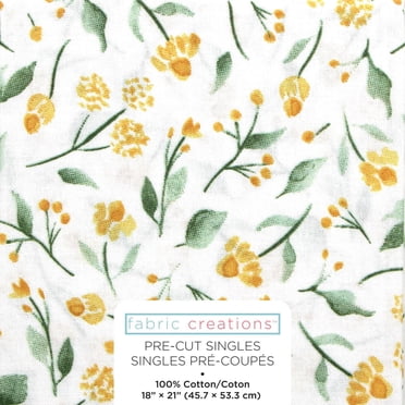 FABRIC CREATIONS Yellow Stemmed Flowers Fat Quarter 45 × 53 cm (20.9 in), Forest, 18x21