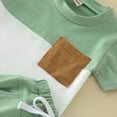 thumbnail image 4 of Sunnyoo Boys Shorts Set Patchwork Color Short Sleeve Pocket T Shirt Shorts Set, 4 of 6