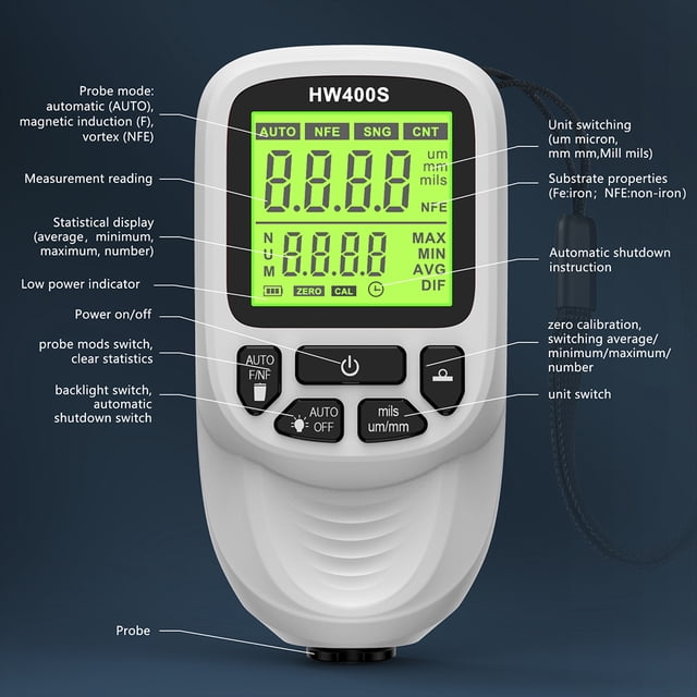 Langgg High-precision Car Paint Thickness Tester For Industrial Applications Chemical White