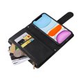 thumbnail image 4 of Case for iPhone 12 Cover Zipper Pocket Wallet Case Magnetic Protective - Black, 4 of 5