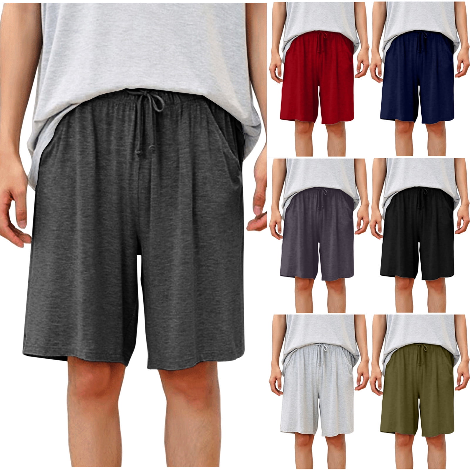 Yuyuzo Mens Shorts Casual Drawstring Elastic Waist Short Summer Loose Fitted Beach Shorts with Pockets
