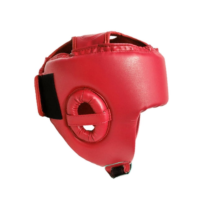 Almencla Casque de Boxe Protège-Visage Rembourré Protection Intégrale pour MMA Sparring Enfants en Rouge. Fabriqué en Matériau EVA PU durable avec Éponge en Caoutchouc nitrile Mousse et Revêtement PU pour Résistance aux Impacts et Confort Léger. Présente un design Ajouré pour Respirabilité et une Sangle de Menton Élastique pour Enfilage Facile. Convient aux Circonférences de Tête de 50cm-58cm (19.69 Po-22.83 Po).