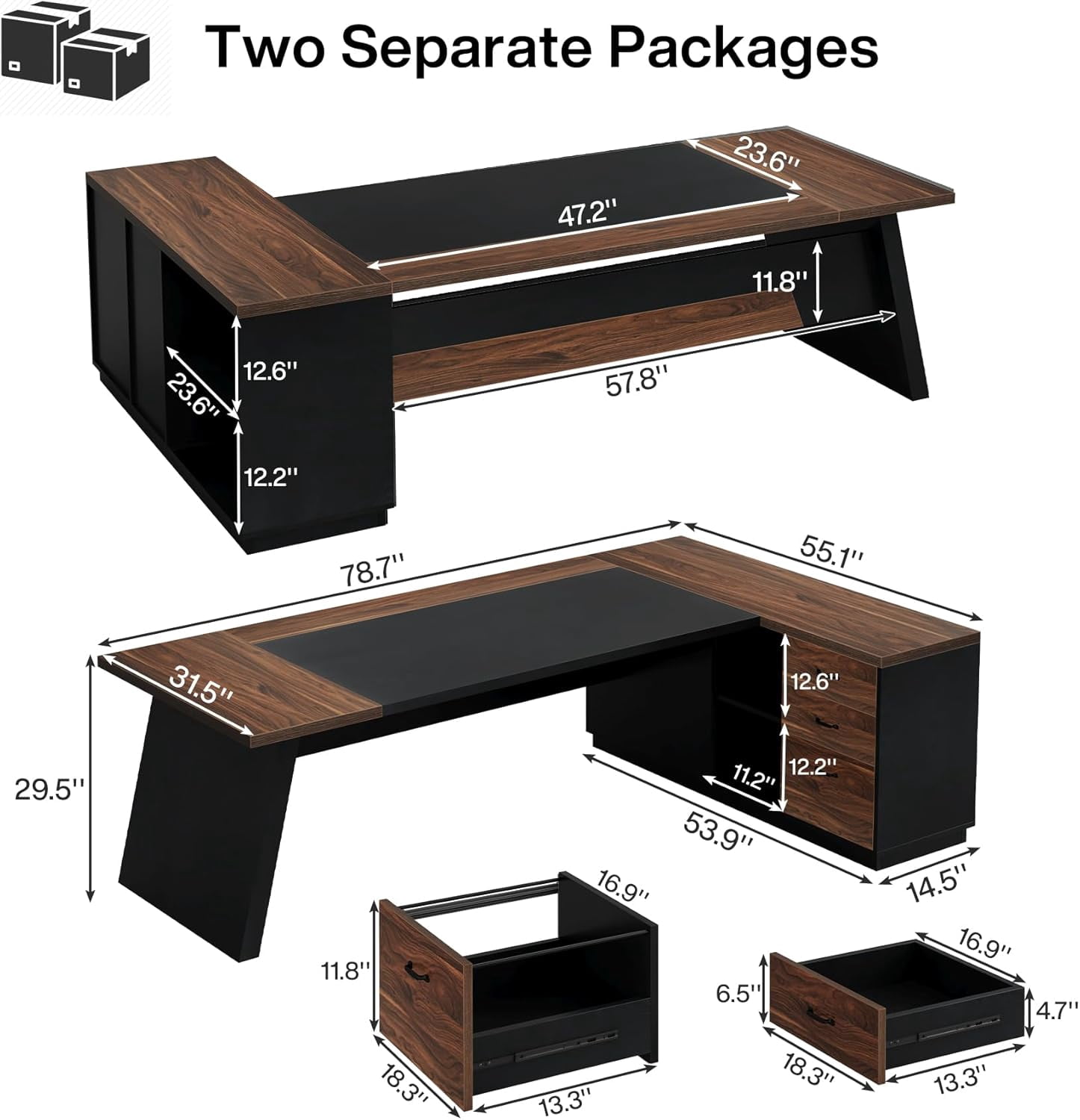 Tribesigns 78-Inch L-Shaped Executive Desk with Drawers & File