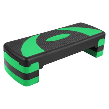 BalanceFrom Aerobic Step Platform Trainer with Adjustable 3-Level Risers, Black & Green