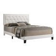 thumbnail image 1 of White Faux Leather Panel Bed with Tufted Headboard in Queen, 1 of 3