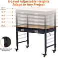 thumbnail image 4 of EDTara 48" X 24" Workbench for Garage,Adjustable Work Bench for Garage,Office,Home,Workshop,Woodworking,Rolling Heavy-Duty Worktable with Power Outlet and Lockable Wheels,Rubber Wood Top Shop Table, 4 of 6