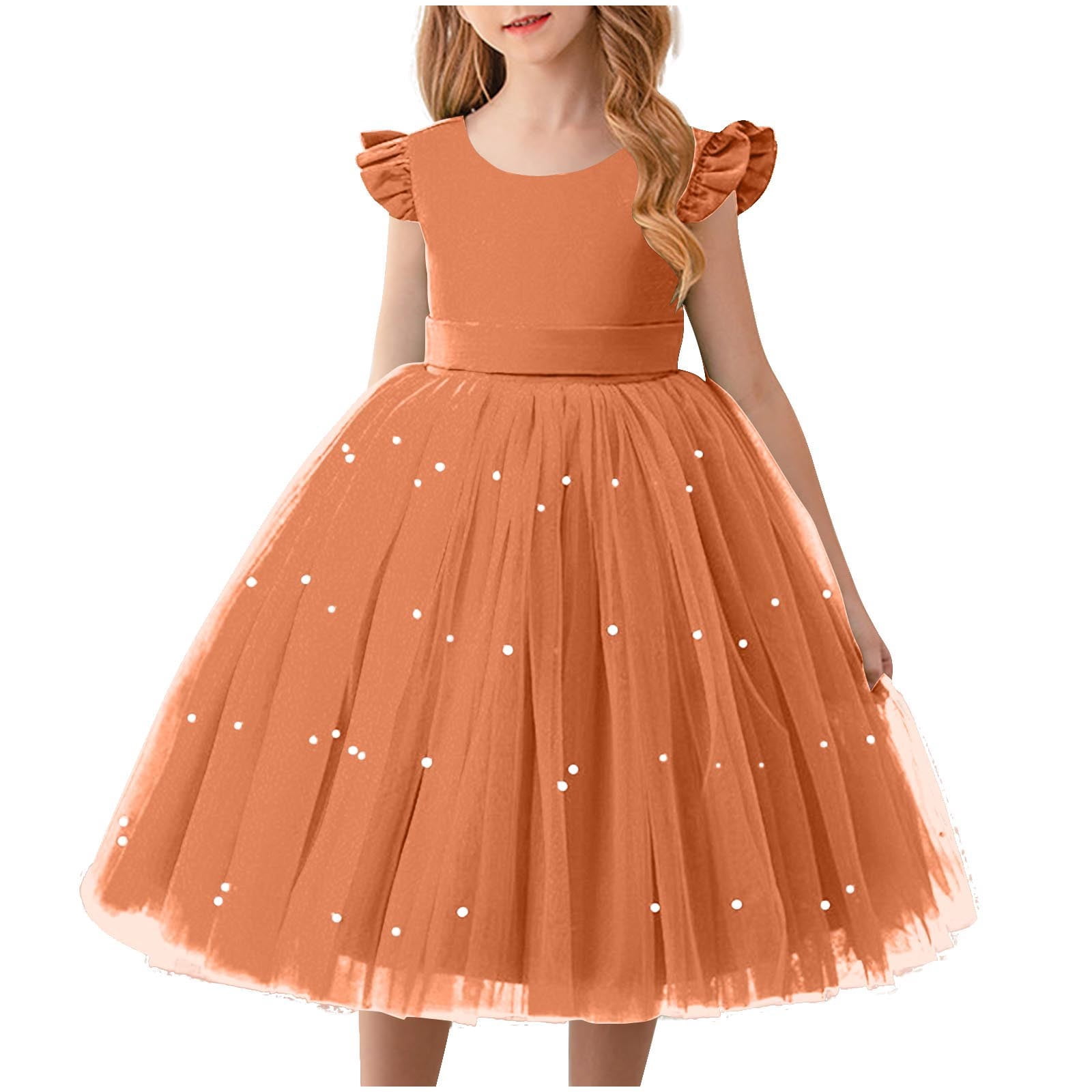 Bestselling,Fashionable Solid Color Mesh Puffy Dress, Performance Formal, Mesh Fabric, Comfortable Fit, Girls' Party Dress, Formal Occasion, Stylish Evening Wear Great for Outdoor Wear
