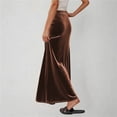 thumbnail image 4 of Kvture Ladies Fashion Women Solid Color Elastic Waist Drawstring Long Skirt Coffee S, 4 of 6