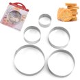 thumbnail image 1 of Yeacher 5PCS Cookie Baking Molds Circle Metal Mold Set Stainless Steel Round Shape Biscuit Cutters Kitchen Gadgets Baking Tool, 1 of 8