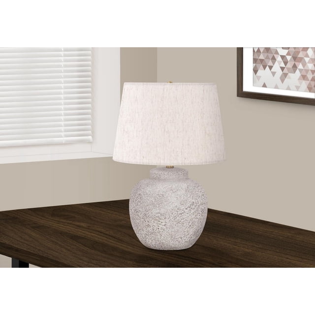 Monarch Specialties Lighting, 22"h, Table Lamp, Cream Concrete, Ivory / Cream Shade, Modern