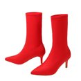 thumbnail image 4 of Women's Shoes British Style Fashionable Smooth Flock Pointed Candy Color Fine Heels Boots, 4 of 8