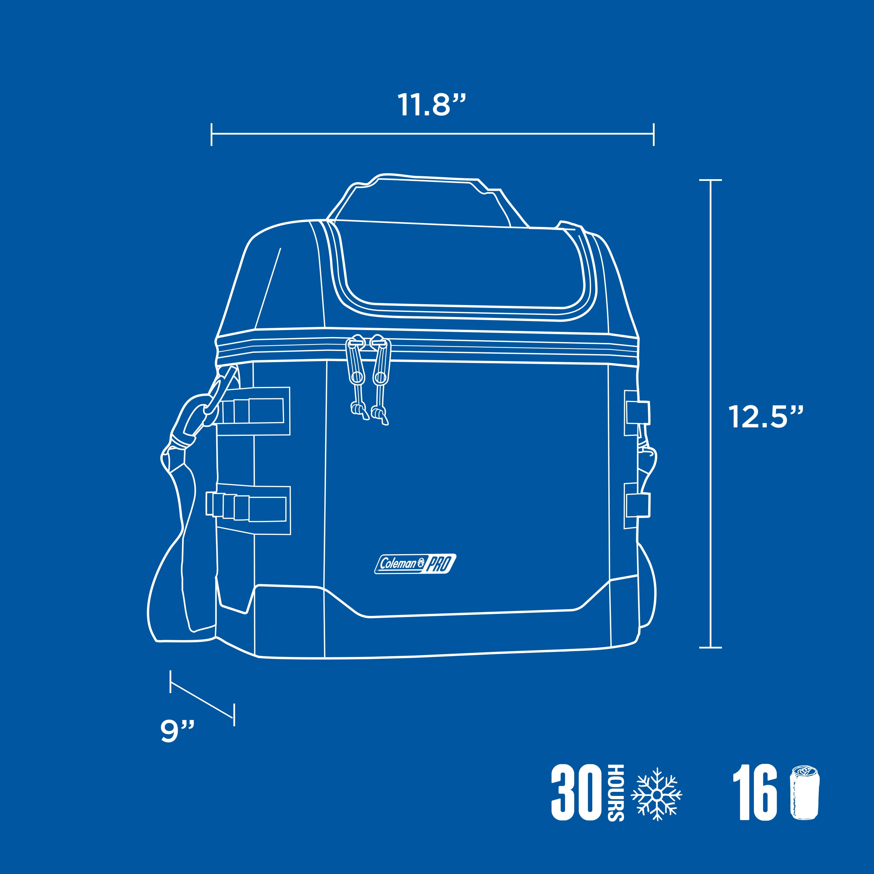 Coleman Pro 24 Can Premium Soft Cooler Lunchbox, 8.5 L (9 qt) Fully Insulated Lid & Body Stays Cold up to 35 Hours, Great for Camping, Parties, Sports, Concerts, Lunches & More
