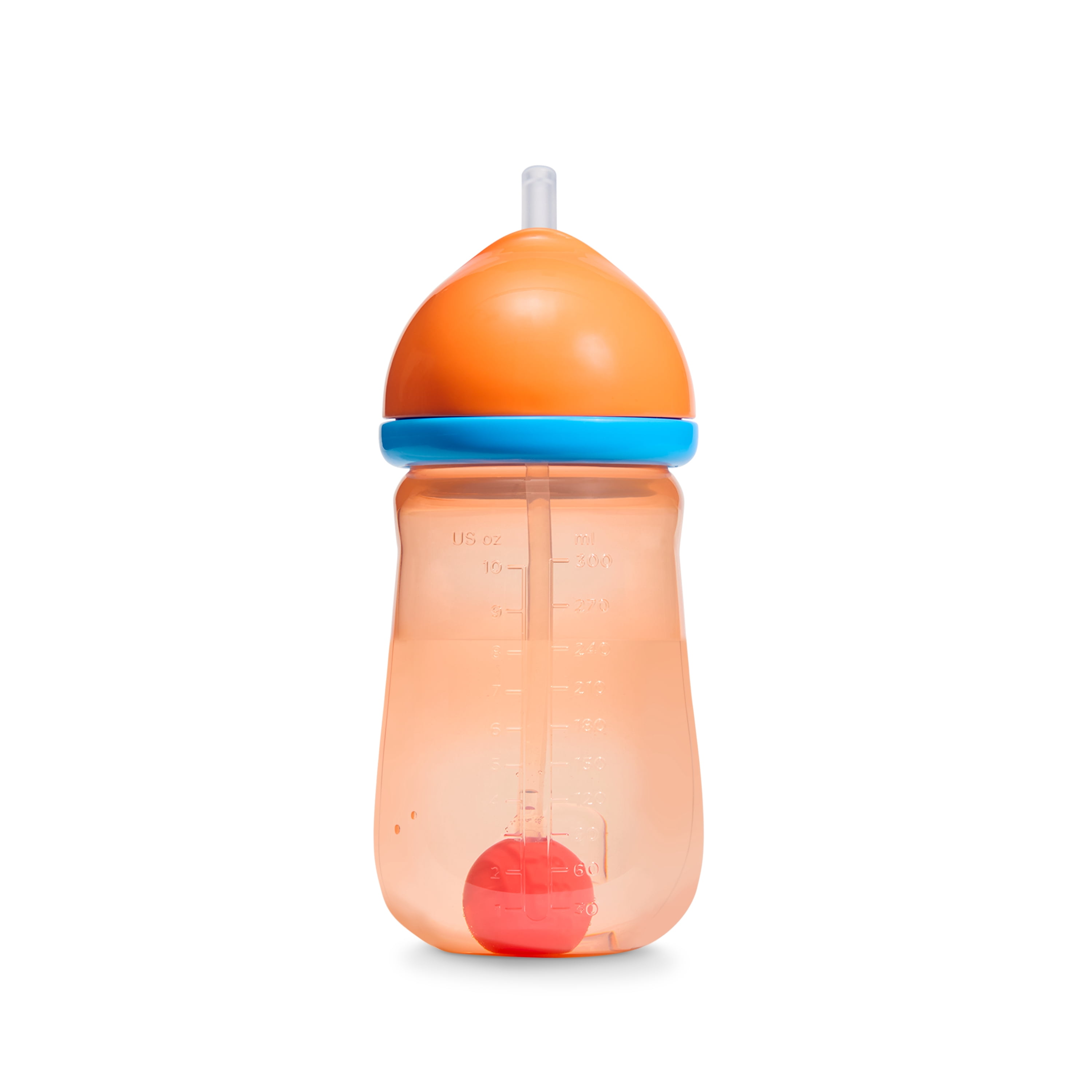 Munchkin Any Angle™ Spill-Proof Weighted Straw Trainer Cup with Click Lock Technology, Baby & Toddler Transition Sippy Cup, 10 Ounce Orange