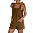 thumbnail image 1 of yoeyez Womens Jumpsuits And Rompers Casual,Ladies Corduroy Adjustable Straps Rompers Sleeveless Solid Color Shorts Overalls With Pockets Brown,M, 1 of 7