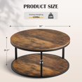 thumbnail image 2 of Homall Tables Basses de 36 Pouces avec Rangement, Table Basse Ronde à 2 Niveaux, Table Centrale pour Salon, Meubles pour Petits Espaces, Brun, 2 of 6