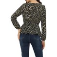 thumbnail image 3 of INSPIRE CHIC Blouse à Manches Longues Florale à Encolure Carrée avec Ceinture TP Noir, 3 of 5