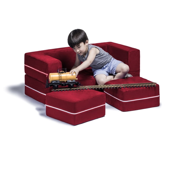 Jaxx Zipline Causeuse Modulable pour Enfants et Ottomans, Cerisier