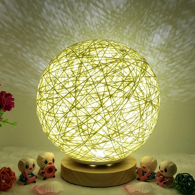 ABPWLY 3D USB Charging LED Rattan Night Table Desk Lamp Clearance Table Lamp for Bedroom Canada Days Modern Table Lamp Small Desk Lamp