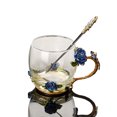thumbnail image 1 of 1 Set Rose Glass with Spoon Tea Mug Coffee Mug Suitable for Gift Giving, 1 of 5