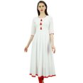 thumbnail image 5 of Bimba Kurti Ethnique de Designer pour Femmes, Robe Kurta Anarkali Évasée avec Pompon, 5 of 5