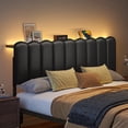 thumbnail image 1 of Pinmoco Tête de Lit Rembourrée Format Grand avec Tablette de Rangement, Station de Recharge Type-C et USB, Cuir PU Noir Moderne, Lumières DEL, Tête de Lit Seulement, 1 of 10