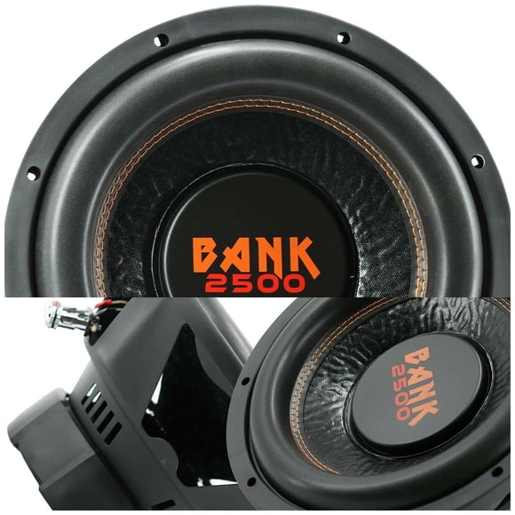 Audiobank Bank2500 Series 12 Inch BK-12 2500 Watts Max Power Elite Car Audio Shallow Subwoofer 4 Ohm DVC - Dual Voice Coil Stereo Competition Grade Sub - Single Subwoofer