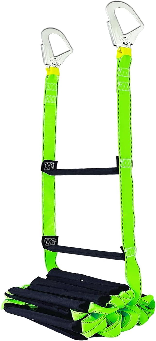 Fire Escape Ladder with 2 Heavy Hooks, 33.1 Feet Emergency Fire Ladder for 3-5 Story Homes, Reusable Safety Rope Ladders for Balcony Railing Treehouse, Green