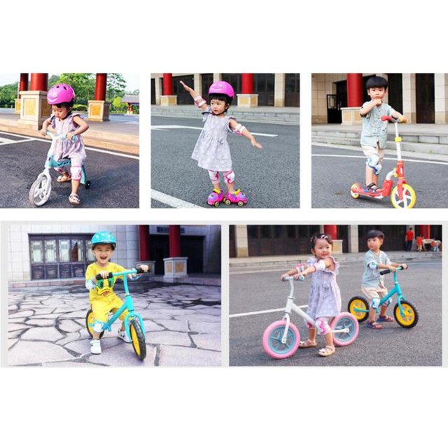 maskred Luminous Kid Skating Safety Protective Gear Pad Wrist Elbow Knee Sky Blue 1Set
