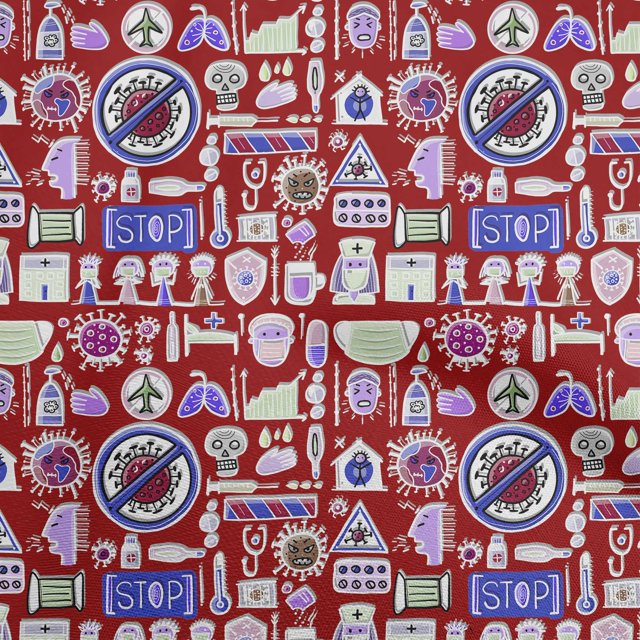 oneOone Tissu Popeline de Coton Sergé Bordeaux Matériel de Robe Médical Tissu Imprimé au Mètre 56 Pouces de Large