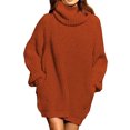 thumbnail image 1 of Women's Loose Oversize Turtleneck Wool Long Pullover Sweater Dress, 1 of 5