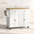 thumbnail image 3 of HOMCOM Modern Rolling Kitchen Island Cart with Drawers, Cream White, 3 of 10