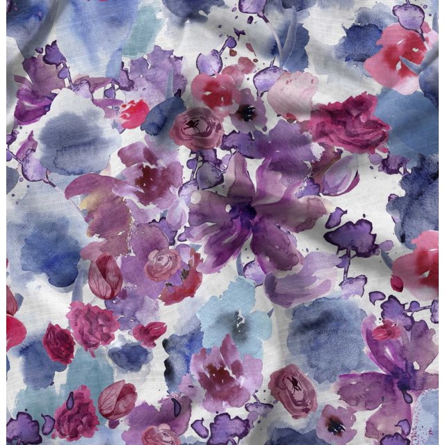 Soimoi Modal Satin Fabric Rose Watercolor Printed Craft Fabric by the Yard 42 Inch Wide