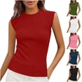 thumbnail image 1 of yoeyez Spring Tops for Women 2025,Ribbed Tank Tops for Women Ladies High Neck Summer Going Out Slim Top Causal Basic Knit Sleeveless Shirts Army Green,L, 1 of 6