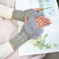 thumbnail image 2 of TISHITA Gants pour Femmes Demi-Doigt Gants Chauds Sans Doigts pour Course Sport Extérieur Cyclisme Gris Clair, 2 of 7