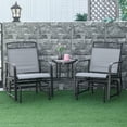 thumbnail image 2 of Outsunny Outdoor Glider Bench with Coffee Table, Patio 2-Seat Rocking Chair Swing Loveseat with Breathable Sling for Backyard Garden Porch, Light Grey, 2 of 10