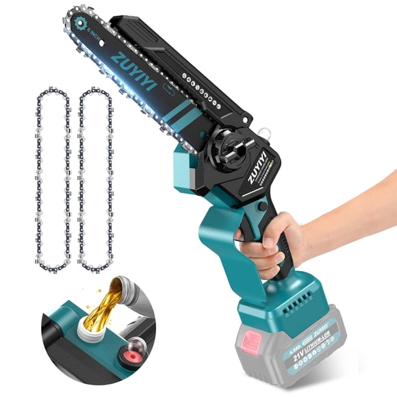 ZUYIYI Mini Chainsaw 6 Inch Cordless for Makita 18V Battery, Brushless Handheld Small Chain Saw with Auto Oiler, Electric Chainsaw for Gard