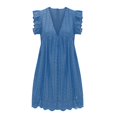 thumbnail image 3 of Ketyyh-chn99 Robes de Printemps pour Femmes Grande Taille Robe Élégante pour Femme Robe d'Été Manche à Volants Ample Fluide Plissée Robe Mini Bleu Foncé,m, 3 of 4
