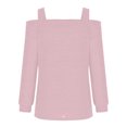 thumbnail image 4 of Pisexur Crewneck Shirts for Women Solid Color Off-shoulder Patchwork Tunic Tops Halter-Neck Long Sleeve Compression Shirts Athletic Tight Workout Top, 4 of 5