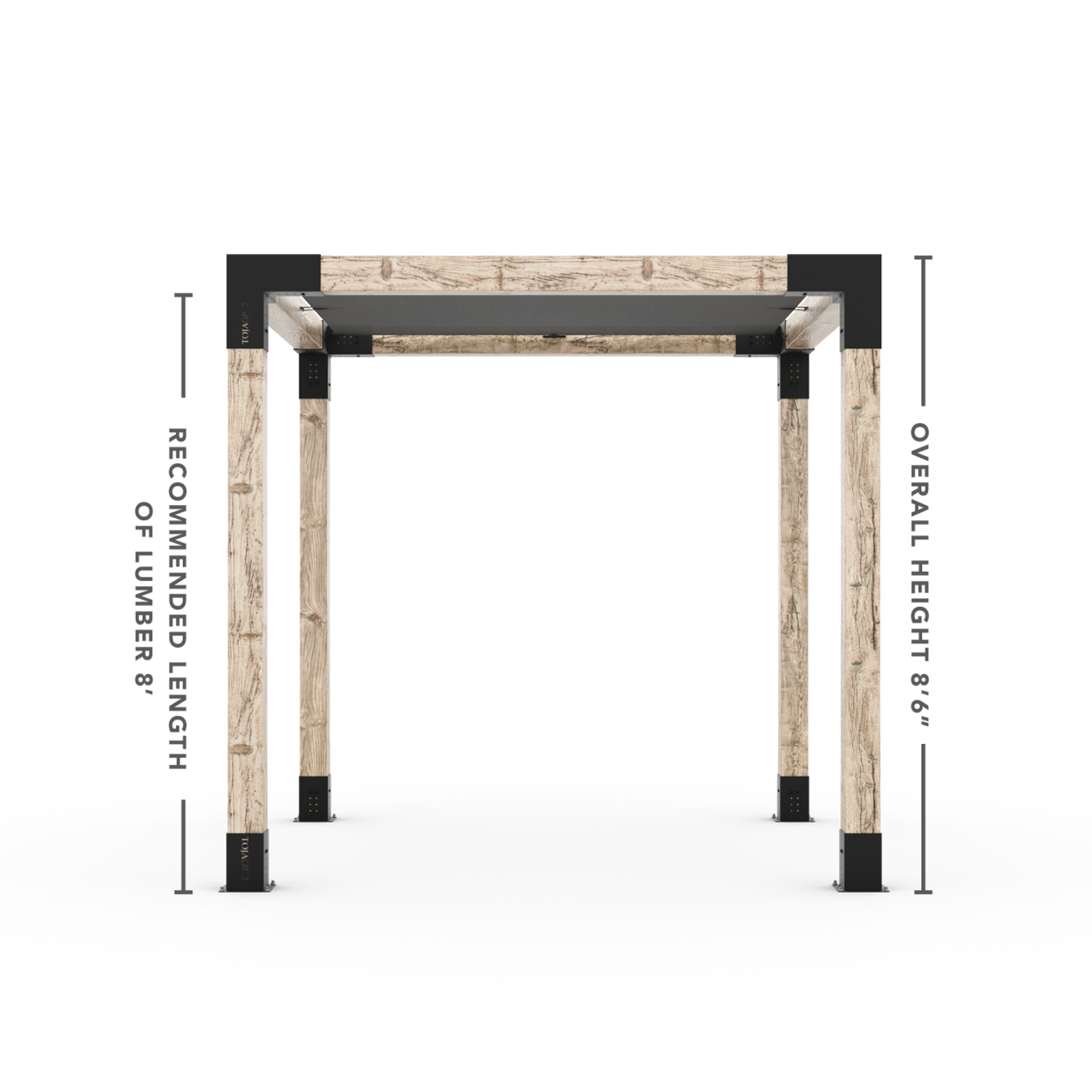 Toja 8' X 12' Pergola Kit With Shade Sail For 6X6 Wood Posts