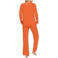 thumbnail image 5 of Tnhcen Ensemble de Pyjama 2 Pcs pour Femmes Ensemble de Détente Col Rond Manches Longues Pantalon Taille avec Poches P-3TG, 5 of 5